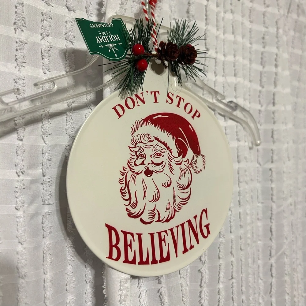Holiday Sign with Santa Design - Red‎ and White NWT